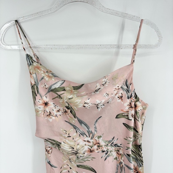 Hello Molly Heart In The Sun Midi Dress Size Medium Pink Floral Satin Slip Dress - Picture 4 of 8